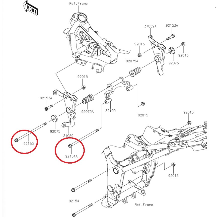AS BOLT FLANGE BODY TENGAH-MESIN RANGKA DEPAN KAWASAKI NINJA250FI NINJA250 FI NINJA 250FI 250-FI Z25