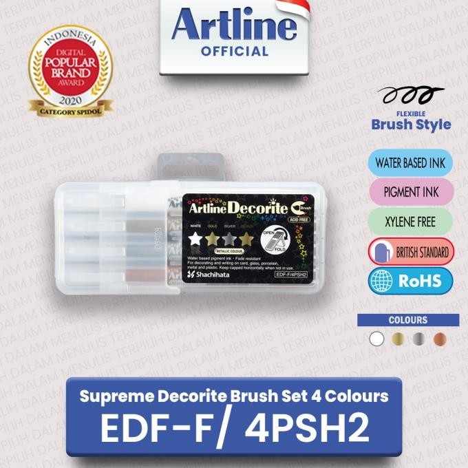 

Sale Artline Spidol Supreme Decorite Brush Marker Set 4 Colours Edf-F/4Psh2