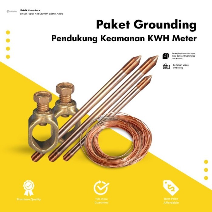 Paket Grounding Stick Rod Keamanan Meteran Kwh Listrik