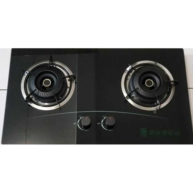 Kompor Gas Kaca Tanam 2 Tungku Eco Cook EC2-21-Black Edition