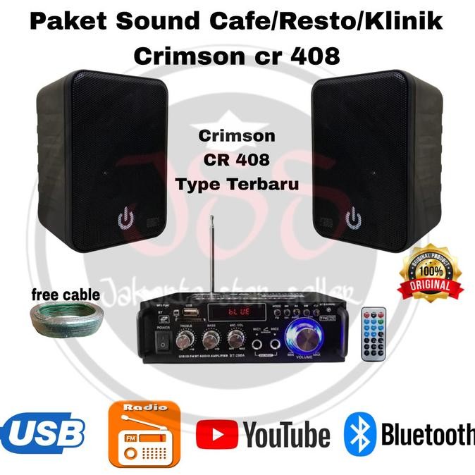 Paket Sound Sistem Cafe/Klinik/Kantor Crimson 4 inch  Original