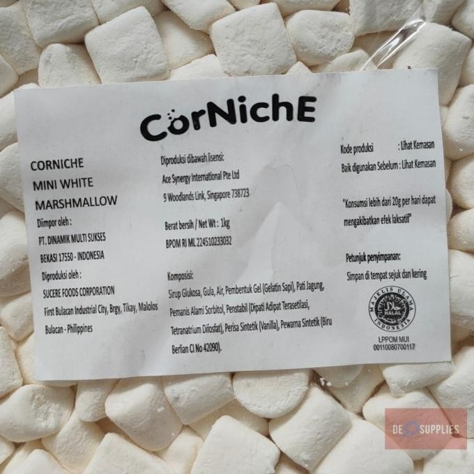 

Corniche Mini White Marshmallow 1kg - Marsmellow Putih Marsmallow