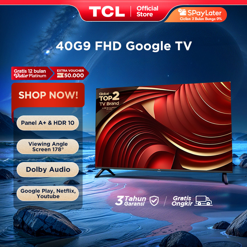 [Flash Sale] TCL 40 Inch Google TV - FHD - Dolby Audio - Google Play/Netflix/Youtube - Wifi/Bluetoot