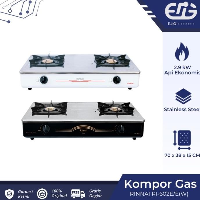 Rinnai kompor gas RI602E/RI602E(W) 2 tungku SNI RI 602E/ RI 602E(W)