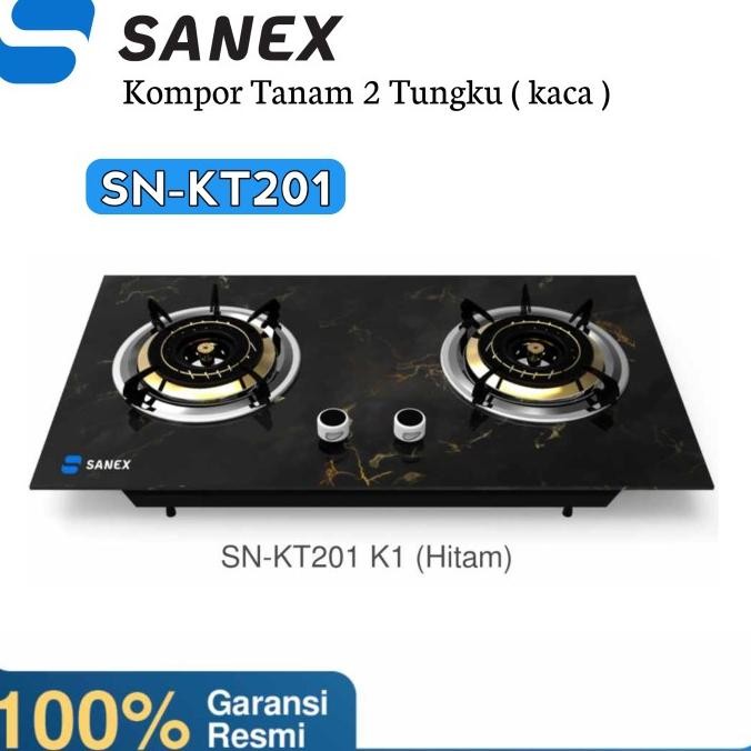 Kompor Tanam SANEX SN-KT201 Kompor gas kaca 2 tunggu/kompor gas tanam/kompor tanam 2 tungku/KACA
