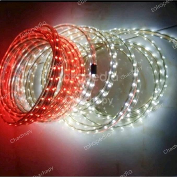 Lampu merah putih LED strip merah putih 10meter + soket colokan