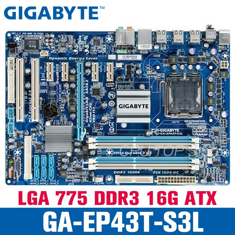 ⚡️Motherboard Desktop GIGABYTE GA-EP43T-S3L Soket P43 LGA 775 DDR3 16G ATX Mobo Bekas |rxURZkbF|