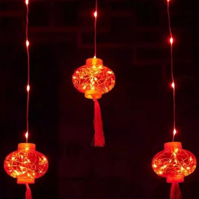 LAMPU TIRAI LAMPION LED Hiasan Imlek Sincia Lampu Hias Led Tirai Imlek MS