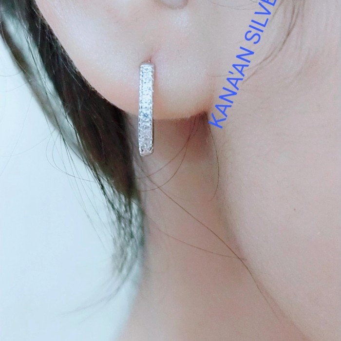 Ready ANTING JEPIT BULAT BESAR PERAK 925 LAPIS EMAS /PERHIASAN PERAK SILVER