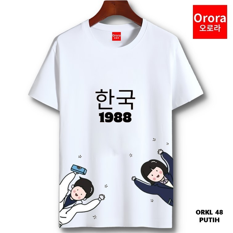 Orora Kaos Wanita Korea Style - Baju Atasan Sablon High Quality Pria Wanita Warna Hitam Putih Ukuran