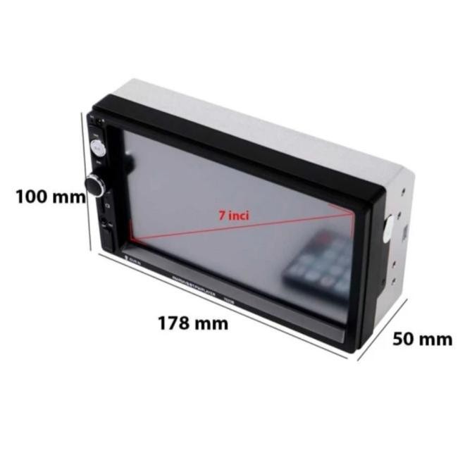 Paket Lengkap Tape Mobil Double Din 7 Inch Kamera Mundur Remote Setir