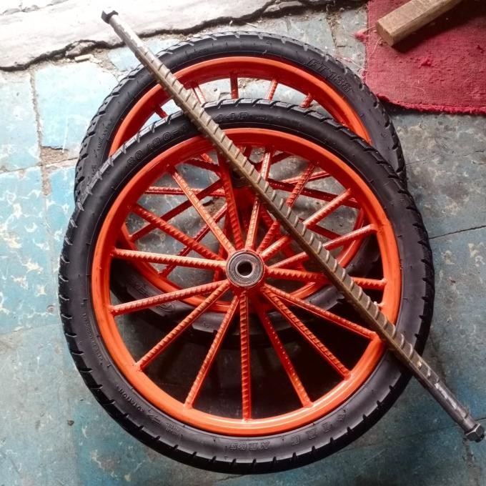 roda gerobak 1set ruji besi 8 besar