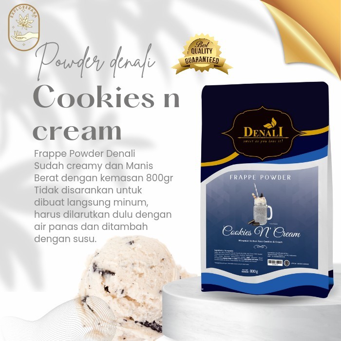 

Denali powder Cookies n cream 800gr bubuk minuman cookies 800 gram