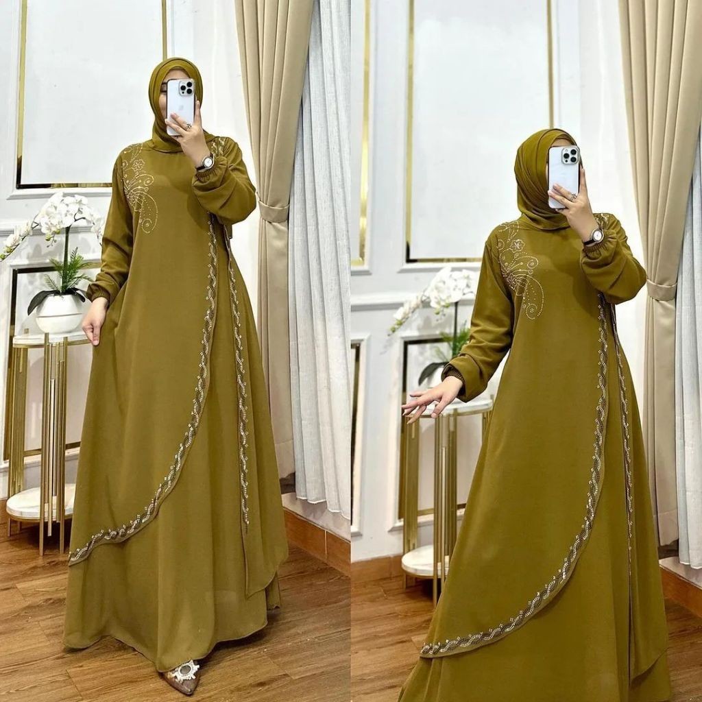 Gamis Wanita Brokat Remaja Syari Mididres M L Xl Xxl Wedding Gamsis Cewek Muslim Kekinian Terbaru202