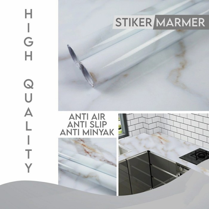 Wallpaper Sticker Dinding Dapur Marble Premium Putih Marmer/Marble