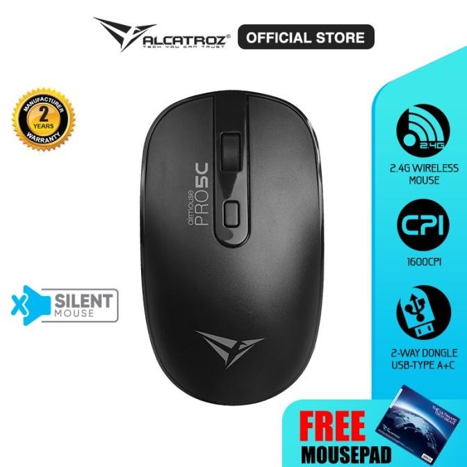 Mouse Wireless Alcatroz AirMouse Pro 5C Silent Click Wireless Mouse