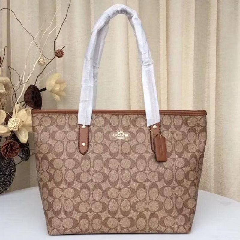 COACH TOTE BAG KWALITAS PREMIUM FULL LOGO EMBOS DAN BOX