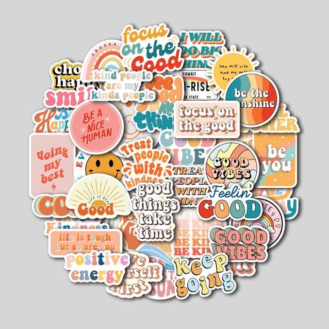 

Sale Sticker Pack Positive Vibes | Sticker Tumbler | Stiker Laptop Koper Helm