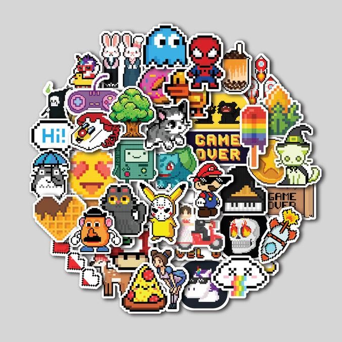 

Sale Sticker Pack Pixel Art | Sticker Tumbler | Stiker Laptop Koper Helm