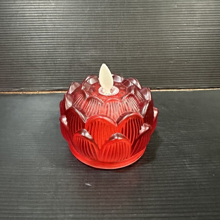 Lampu Lilin Sembahyang Kristal Led Tenaga Baterai Warna Merah