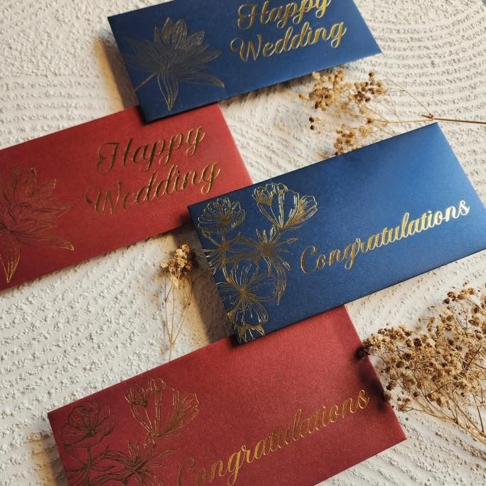 

Amplop Uang Horizontal Besar 9.5x18.5cm Happy Wedding Congratulations / Angpao Selamat Bahan Fancy Jasmine / Angpau Wedding / Angpau Congratulations (Isi 10 pcs) BS66