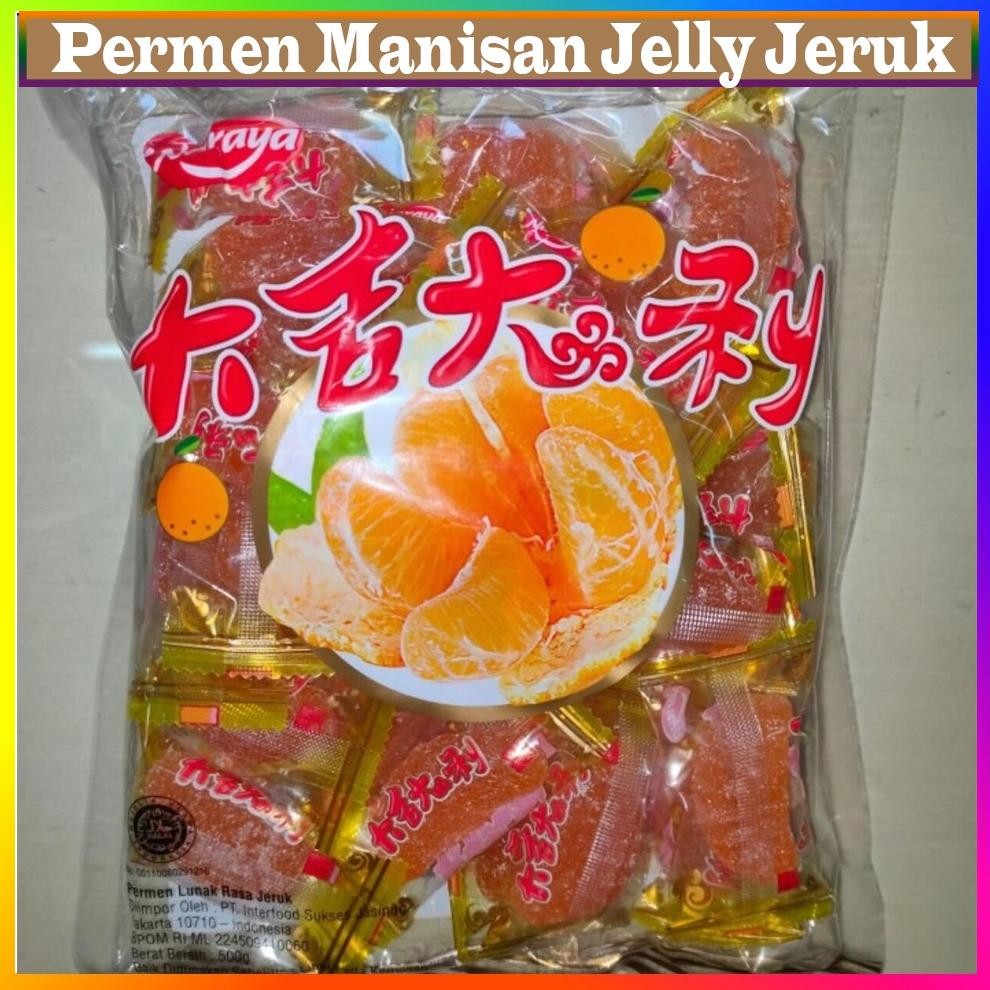 

Lm - Permen Manisan Jelly Jeruk / Jelly Hongmao Manisan / Permen Jeli Rasa Jeruk (Mandarin Orange Jelly Candy) Halal Permen Lunak Rasa Jeruk 500gr Manisan Orange Jelly Can
