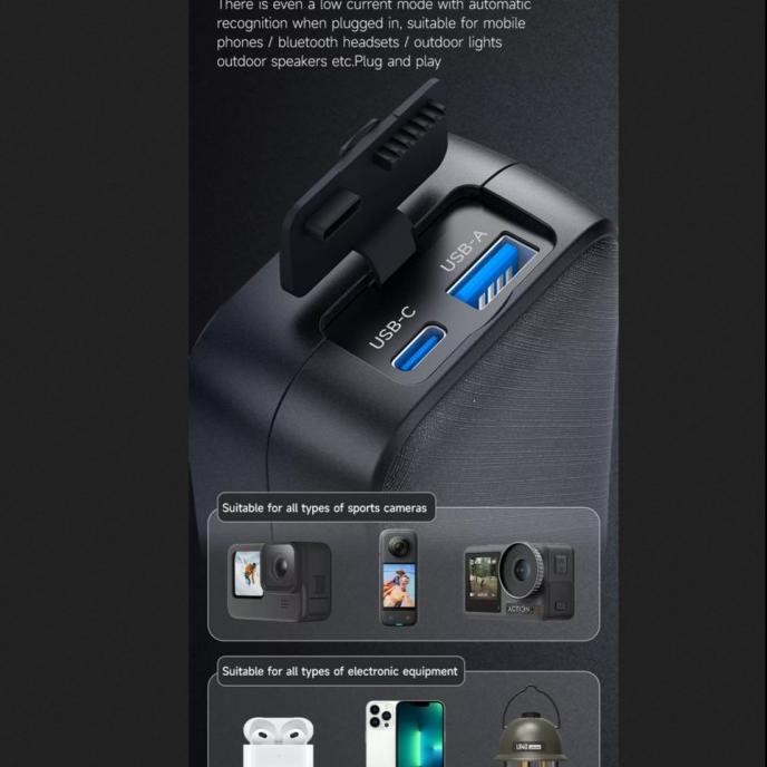 

Telesin 10000Mah Power Bank Charger Box For Gopro Hero 11/10/9/ Phones Terlaris