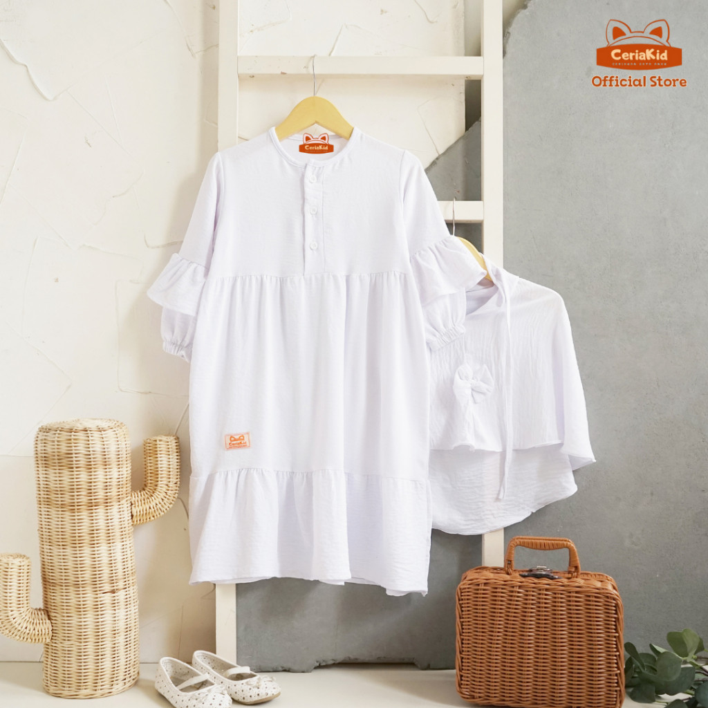Baju Muslim Anak Perempuan 2025 Cewek 5 6 9 10 Tahun Setelan Tanggung Lengan Panjang Idul Fitri One 