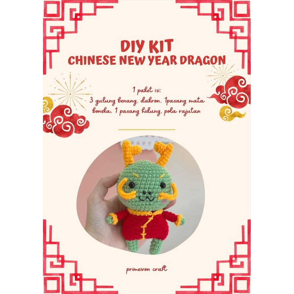 Diy Kit Amigurumi/ Boneka Rajut Dragon