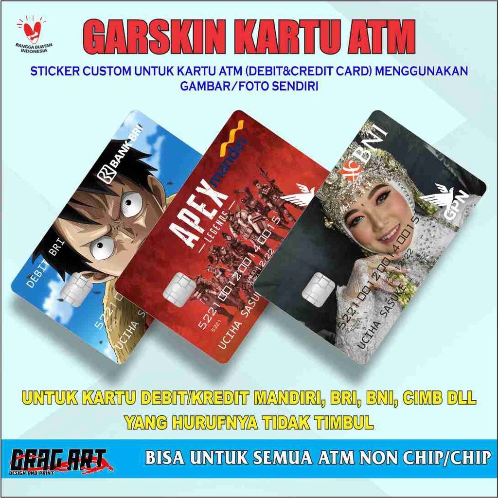 

Wrap* Stiker Kartu Atm Debit Credit Card Sendiri Wrap Skin Stiker Garksin CUSTOM Gratis (2pcs)