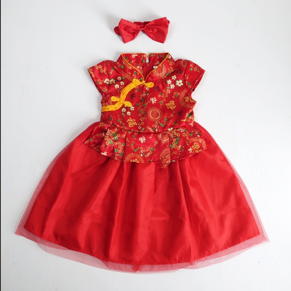 Dress Gaun Anak Perempuan Bju Dreas Imlek Baju Imlek Anak Perempuan Usia 1 Hingga 14 Tahun Buju Cina