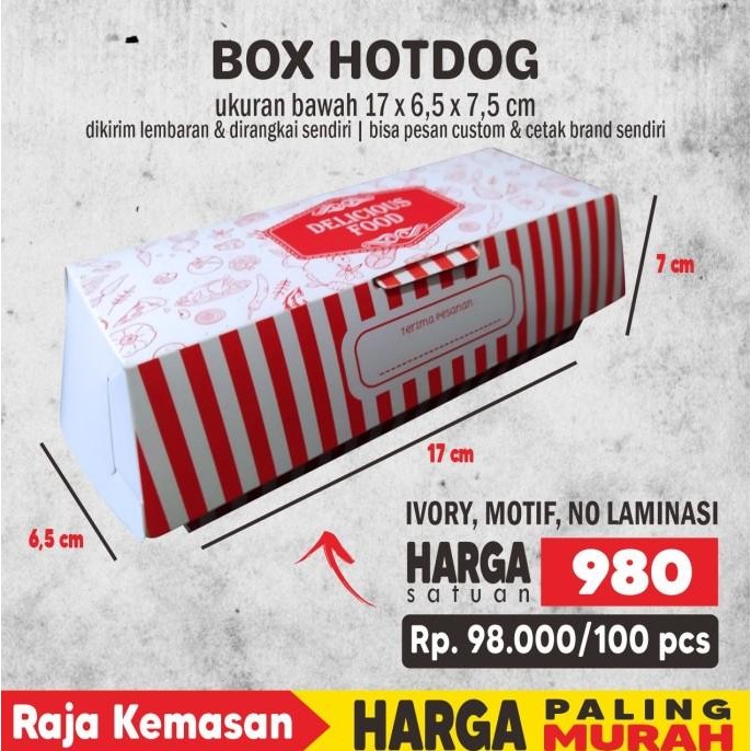 

HOTDOG, DUS HOTDOG, BOX HOTDOG, KEMASAN HOTDOG, READY STOCK