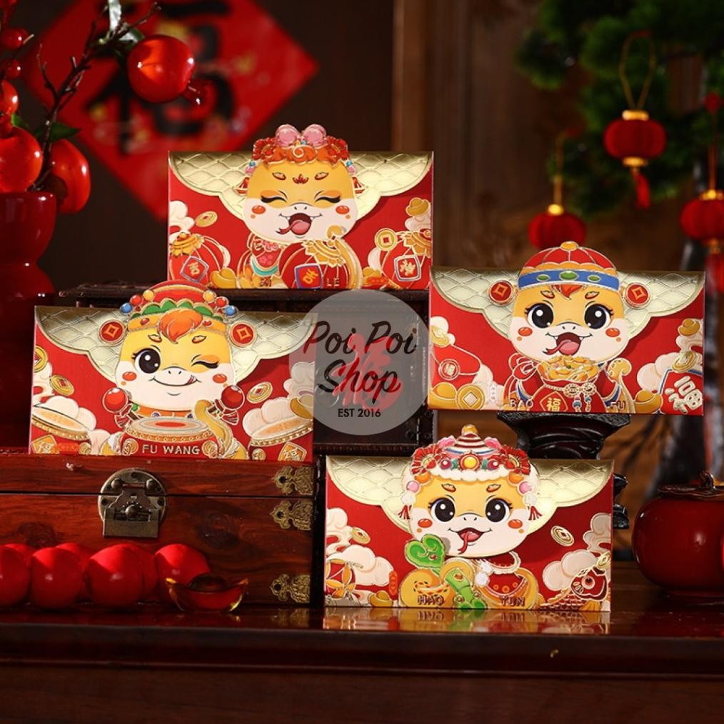 

Angpao Imlek Ular 2025 Angpau Panjang Dompet H. 3D Shio Ular Grosir Snake Timbul 2025 Hongbao Grosir Murah isi 6 pcs Tebal Grosir Motif Karakter Berkualitas Bahan Terbaik