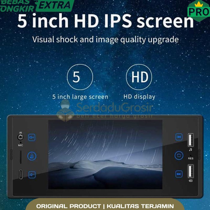 KKMOON Head Unit Mobil 1 DIN MP5 Bluetooth Touch Screen ISO 5 Inch -