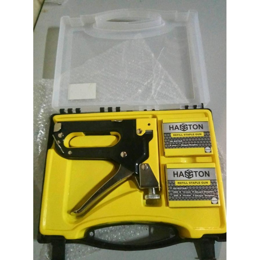 

Alat Tembak Klip Staple Gun Tacker Ats Hasston Set E 12 4090-004 Original Dan Terpercaya