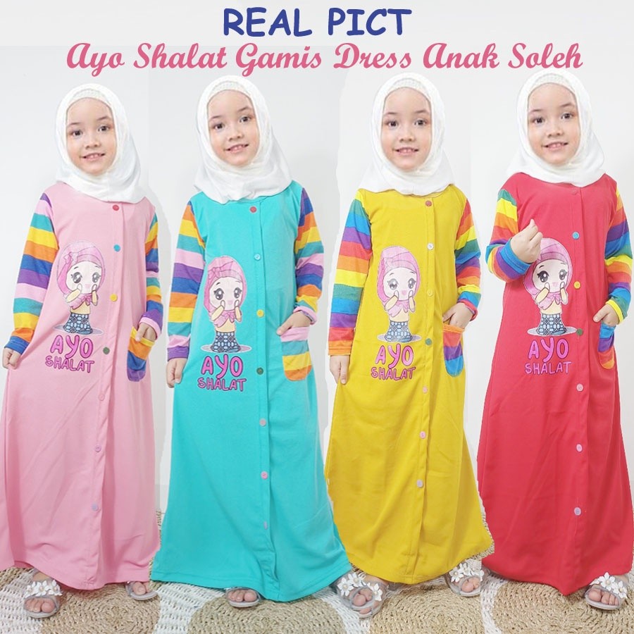Baju Muslim Anak GAMIS ANAK AYO SHOLAT PEREMPUAN CNF MAKASSAR PARE-PARE