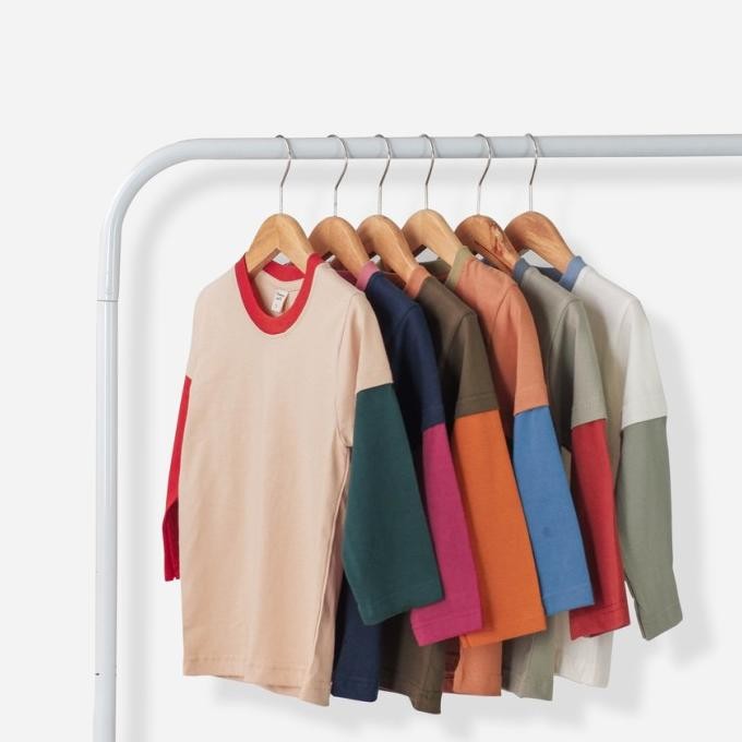 BAJUBAJA JUNIOR KAOS KOMBINASI TANGAN PANJANG ANAK BAHAN COTTON COMBED