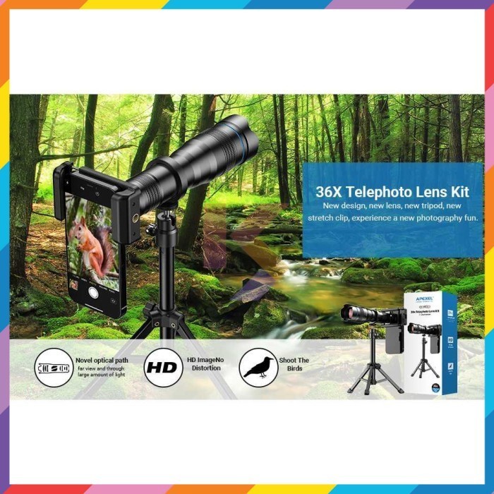 TERBARU APEXEL Lensa Smartphone Telephoto Monocular Zoom 36X with Accessories