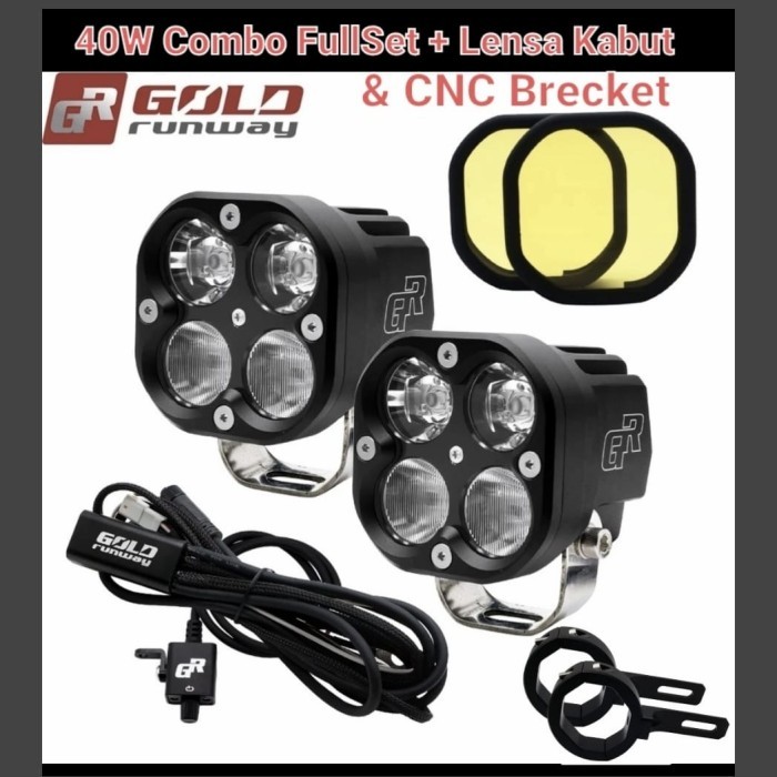 Promo Gold Runway 40X Gr-X4 Lampu Fog Lamp 40Watt Relay Switch Cnc Brecket