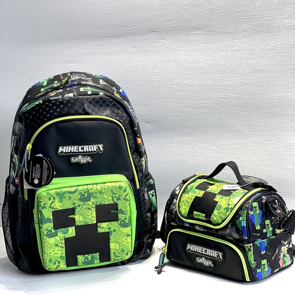 

Smiggle Minecraft Ransel Klasik Ransel Pelajar Tas Pena Lipat Anak-anak Set Tas Kotak Makan Siang Hadiah Ulang Tahun |DF960507|