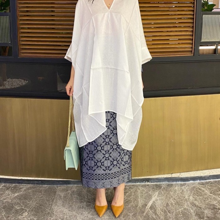 Kaftan promo Blouse kaftan viscose tunik aruna kaftan viscos premium - Putih premium modern