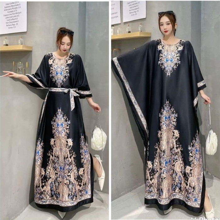 Kaftan Kaftan Silk Import BKK Hitam terlaris elegan