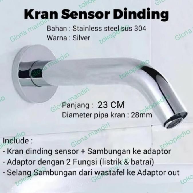 KRAN SENSOR TEMBOK KRAN WASTAFEL KRAN WUDHU OTOMATIS TYPE 801 ( 23CM )