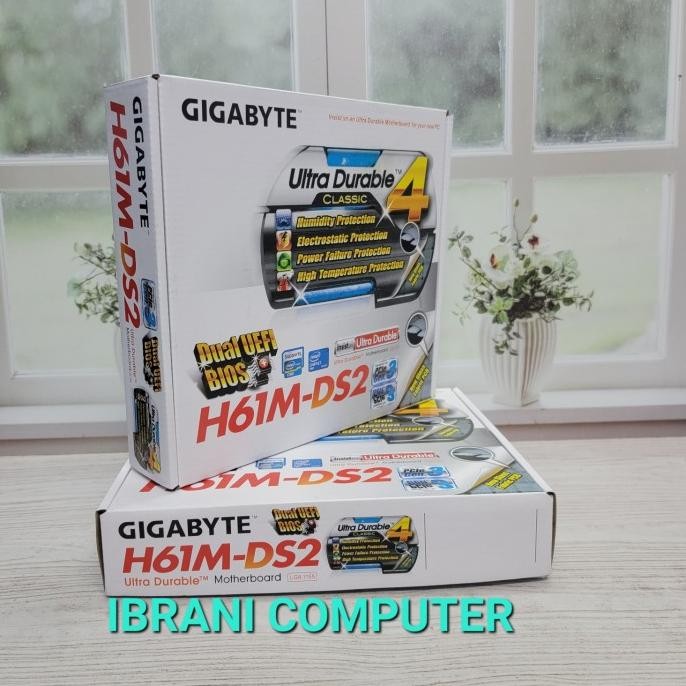 

PROMO MOTHERBOARD GIGABYTE GA-H61M-DS2 SOCKET 1155 GARANSI DISTRIBUTOR 1 THN