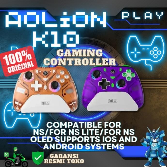 

PROMO AOLION K10 / GAMING CONTROLLER AOLION K10 WITH CHARGING DOCK RGB WIRELESS GAMEPAD HALL EFFECT JOYSTICK TRIGGER FOR NINTEND SWITCH/PC/PHONE