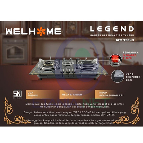 WELHOME LEGEND 3 TUNGKU Kompor Tanam Kompor Meja