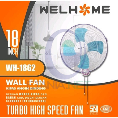 WELHOME WH-1862 Wall Fan Kipas Angin Dinding 18 inch