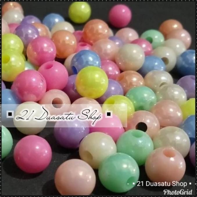 

(Pon) Manik mote dop glossy pelangi AB bulat 6 mili 8 mili 10 mili