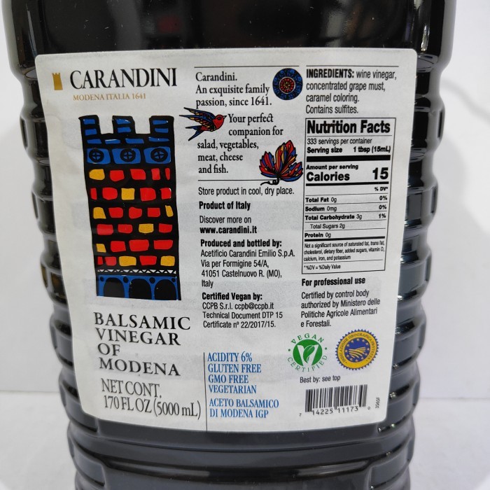 

Carandini Balac Vinegar Of Ena 5L Cua Balaco Aceto Italia