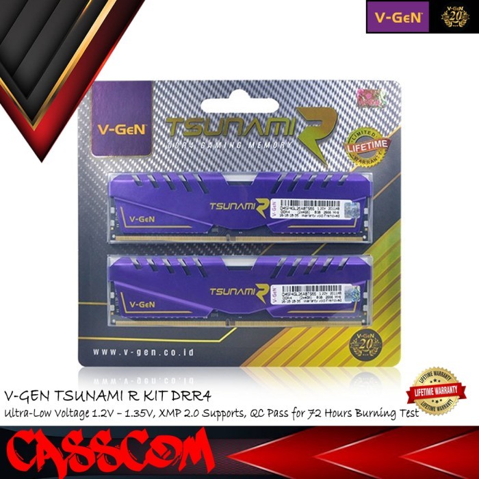 DDR4 V-GeN TSUNAMI R 16GB 2666MHz 2X8GB KIT RAM Gaming Overclock Vgen